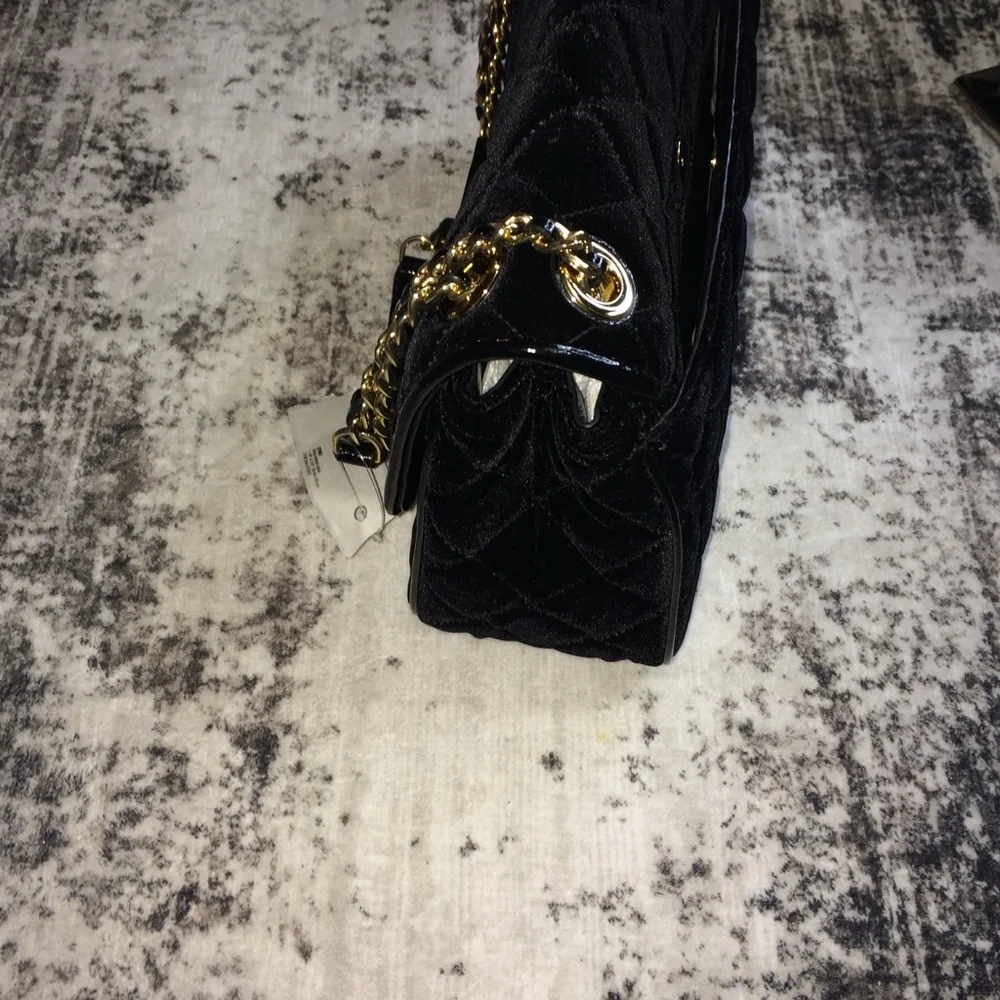 Michael Kors Sloan Large Black Velvet Chain Shoulder Bag - Picture 10 of 10